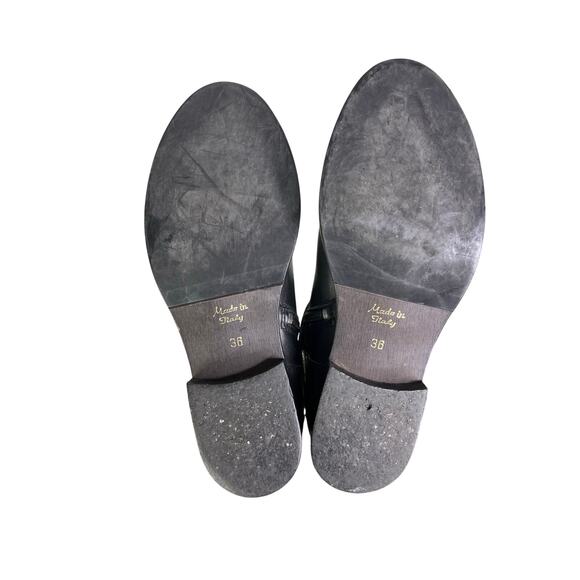 Thunder Italy Boots Womens 36 Black Leather Riding Style MC Buckle Zip Ankle - Picture 8 of 9